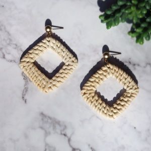 Rattan Geometric Drop Earrings